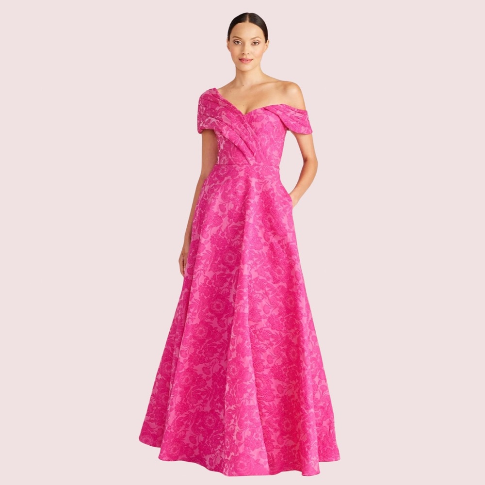 Theia Marlene Jacquard Pink Dress Gown